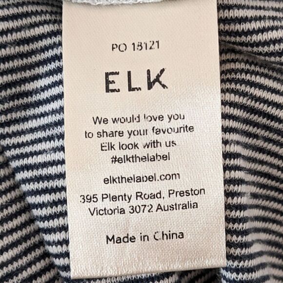 ELK The Label Striped Grey & Black Cotton Cuff Short Sleeve Midi Summer Dress 6 - Picture 7 of 8